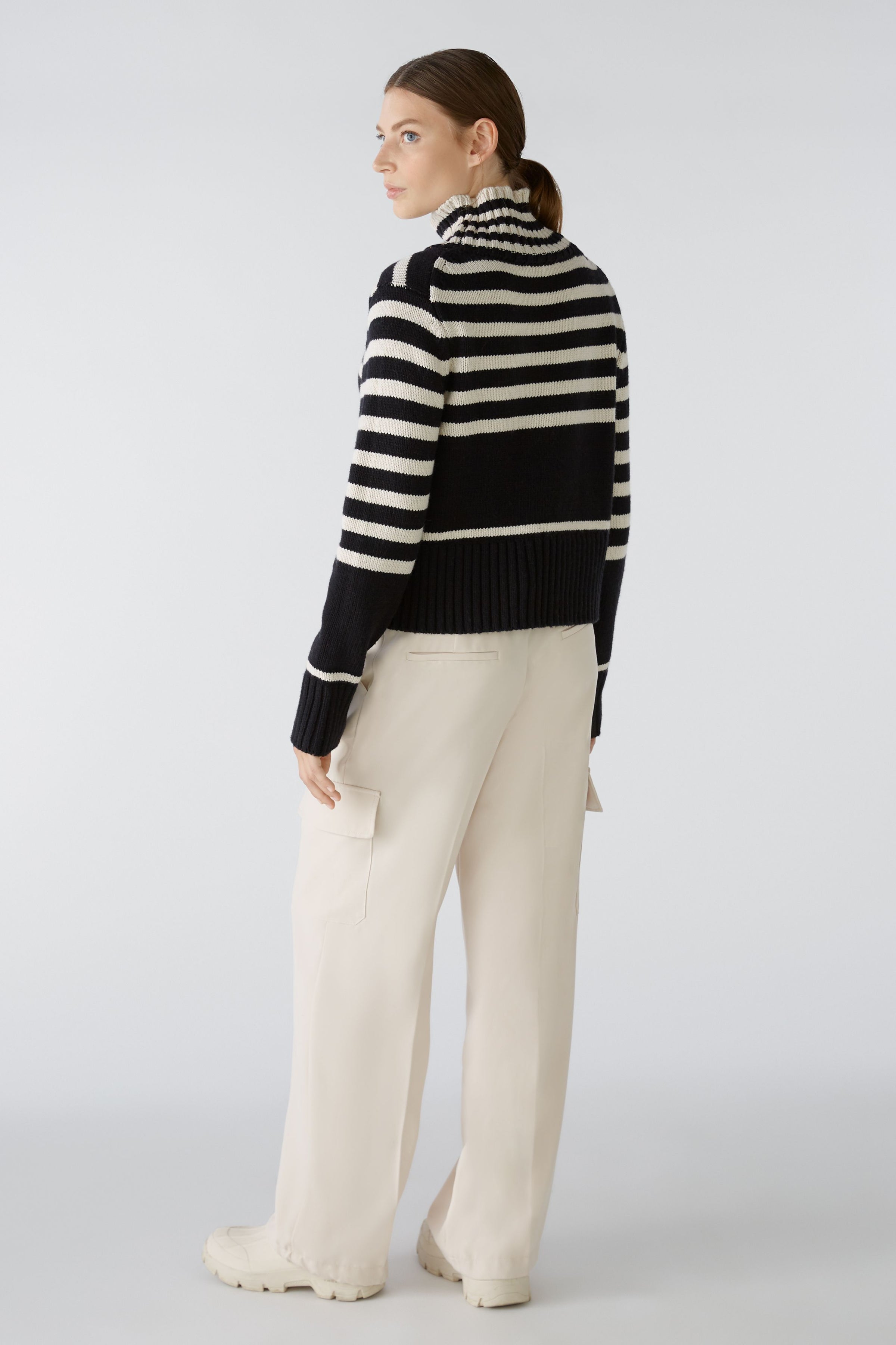An image of the Oui High Neck Stripe Jumper