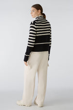 An image of the Oui High Neck Stripe Jumper