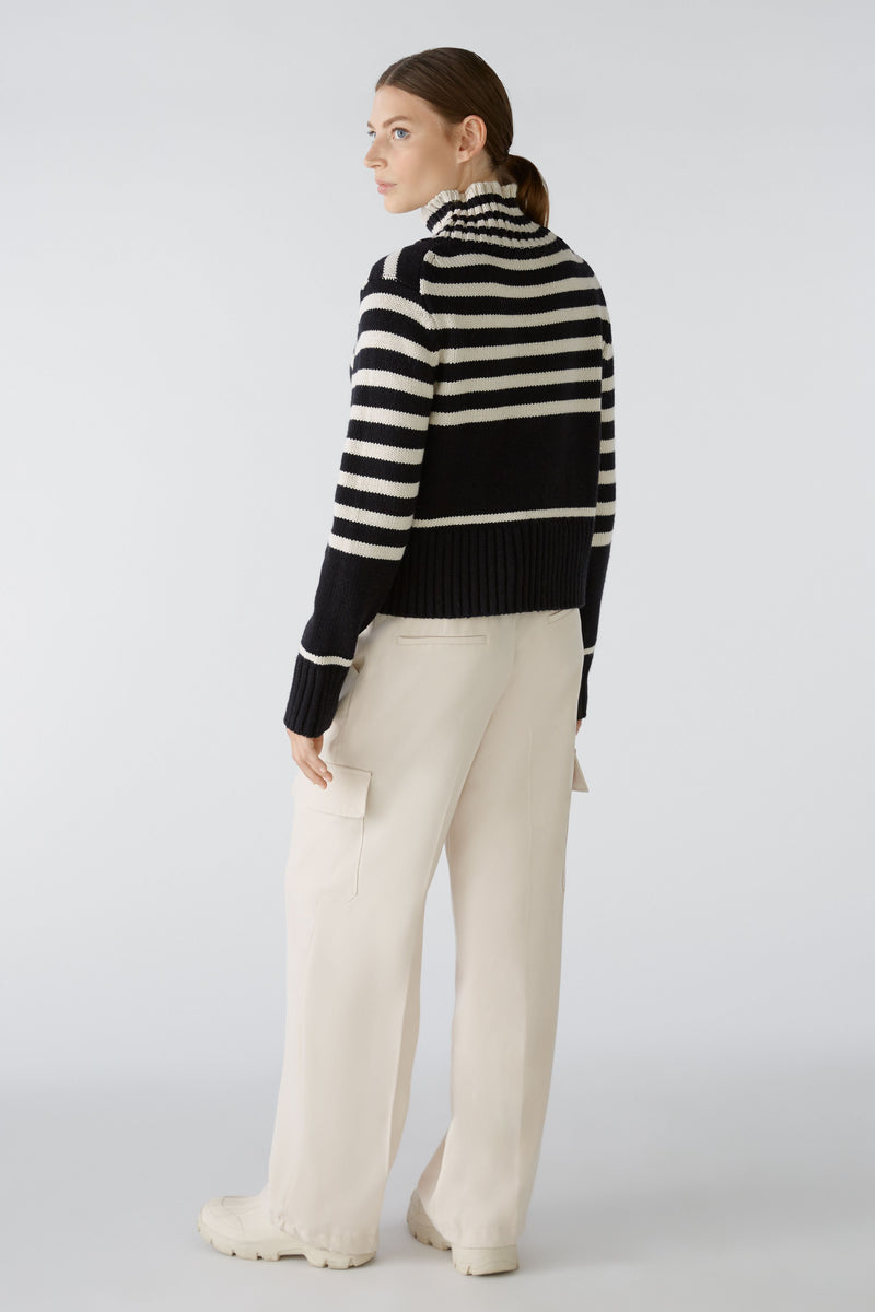 An image of the Oui High Neck Stripe Jumper