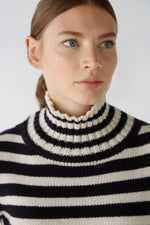 An image of the Oui High Neck Stripe Jumper