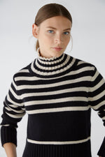 An image of the Oui High Neck Stripe Jumper