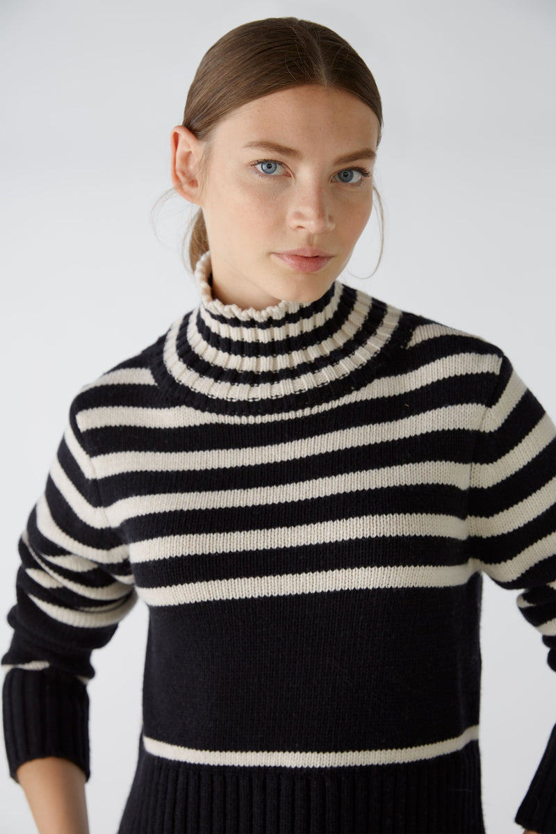 An image of the Oui High Neck Stripe Jumper