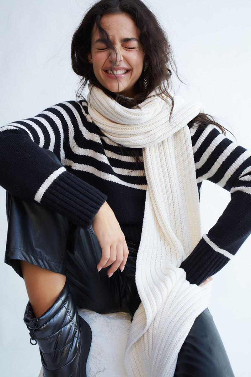 An image of the Oui High Neck Stripe Jumper
