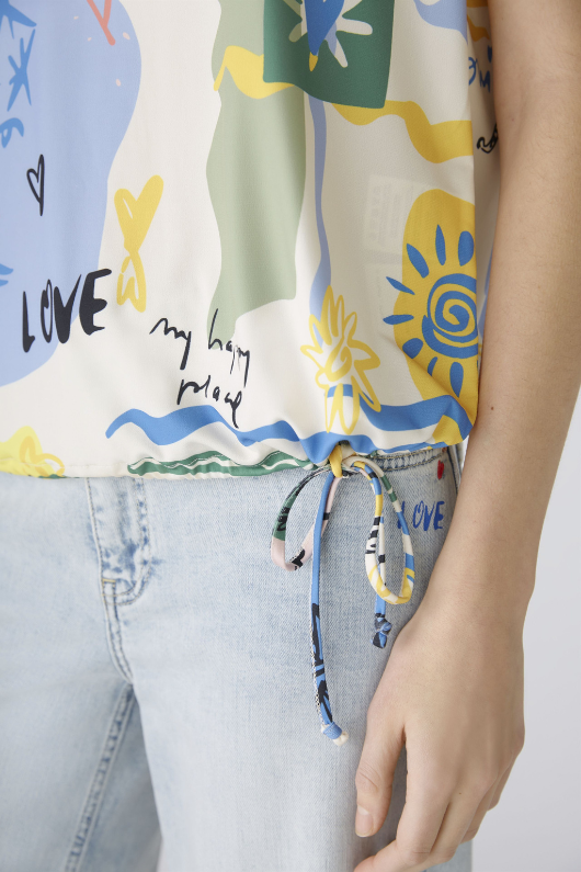 An image of the Oui Multi Print Short Sleeve Blouse