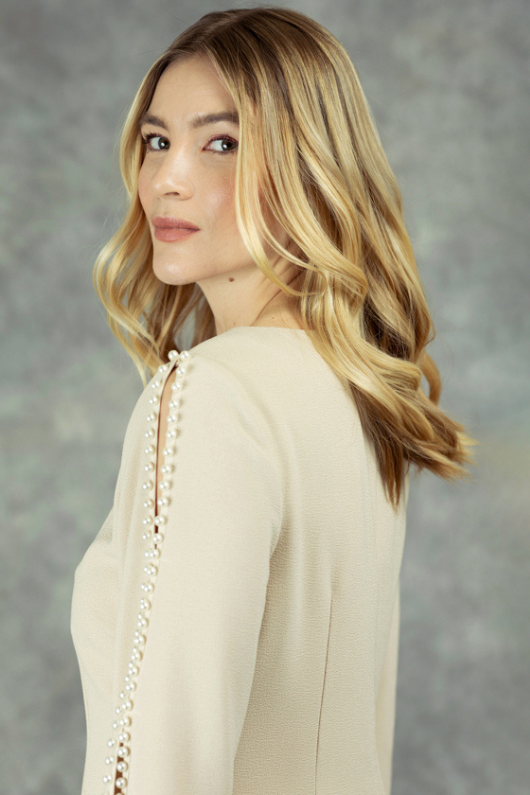 An image of the Fee G Beaded Sleeve Dress