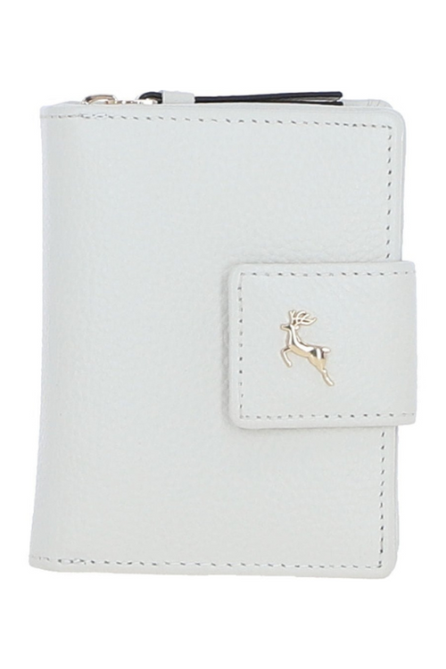 Ashwood Leather Leather Wallet. An RFID secure leather wallet with zip and stud closure, in the colour White.