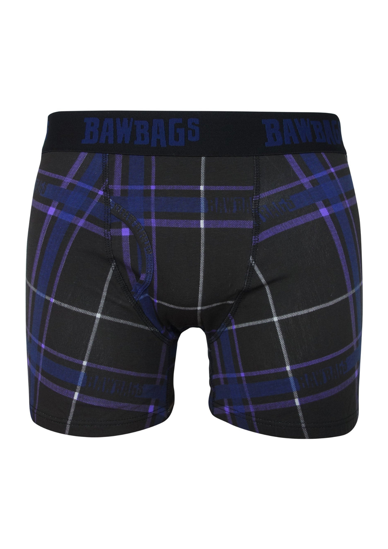 An image of the Bawbags Dark Tartan Boxers