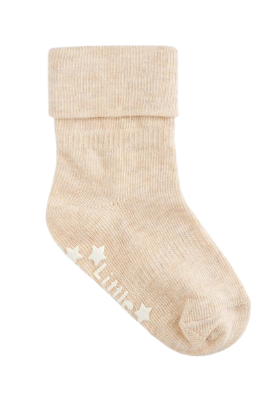 An image of the The Little Sock Co Oatmeal Non-Slip Stay On Socks