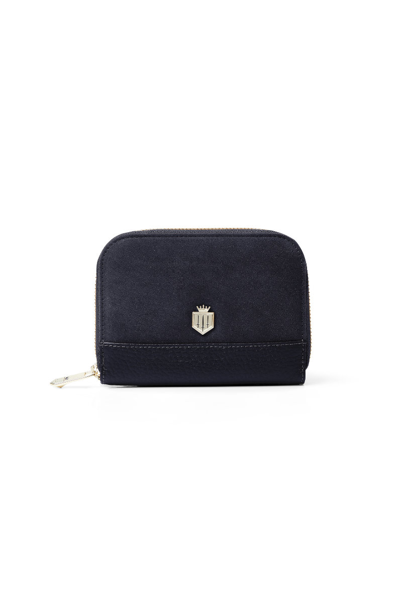 An image of the Fairfax & Favor Fairfax & Favor Mini Suede Salisbury Purse Navy