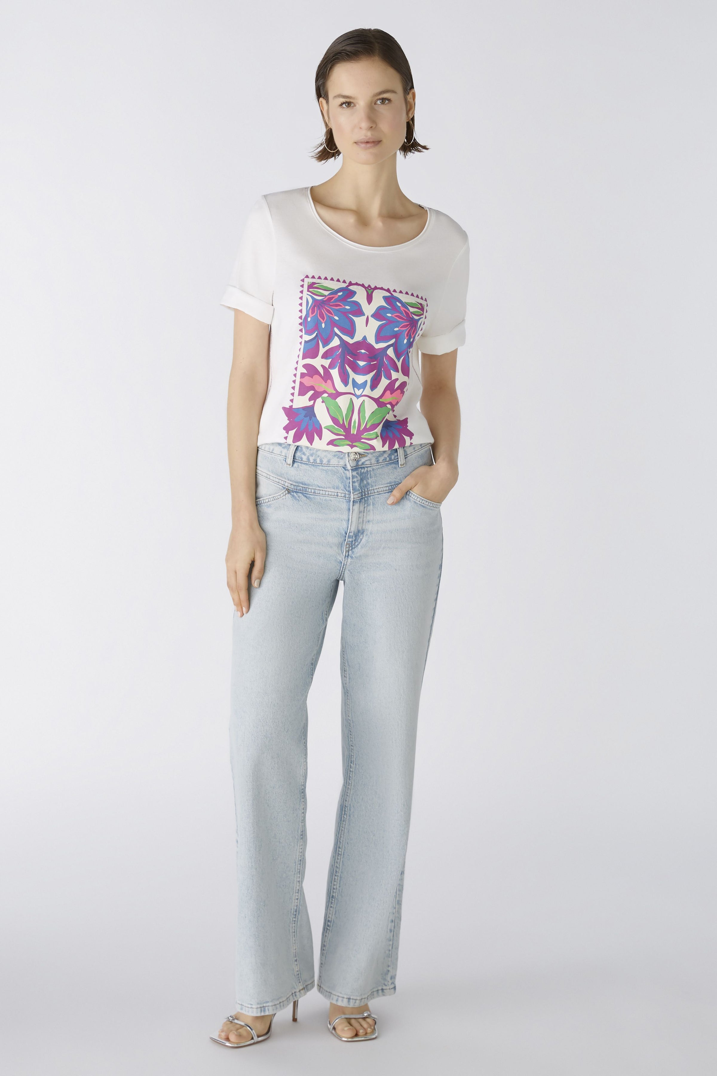 An image of the Oui Floral Motif T-Shirt
