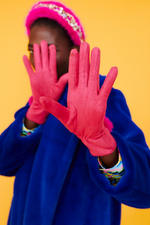 An image of the Jayley Suede Faux Pom Glove