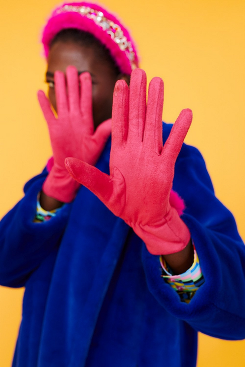 An image of the Jayley Suede Faux Pom Glove