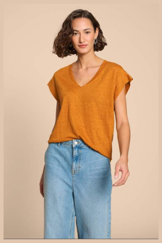 An image of the White Stuff Ivy Linen V-Neck Tee
