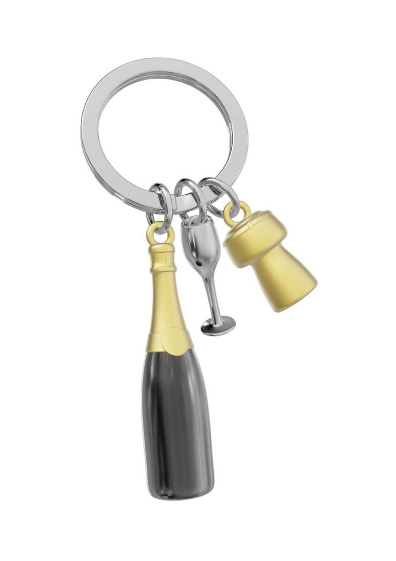 An image of the Oli Olsen Champagne Bottle With Glass & Cork Keyring