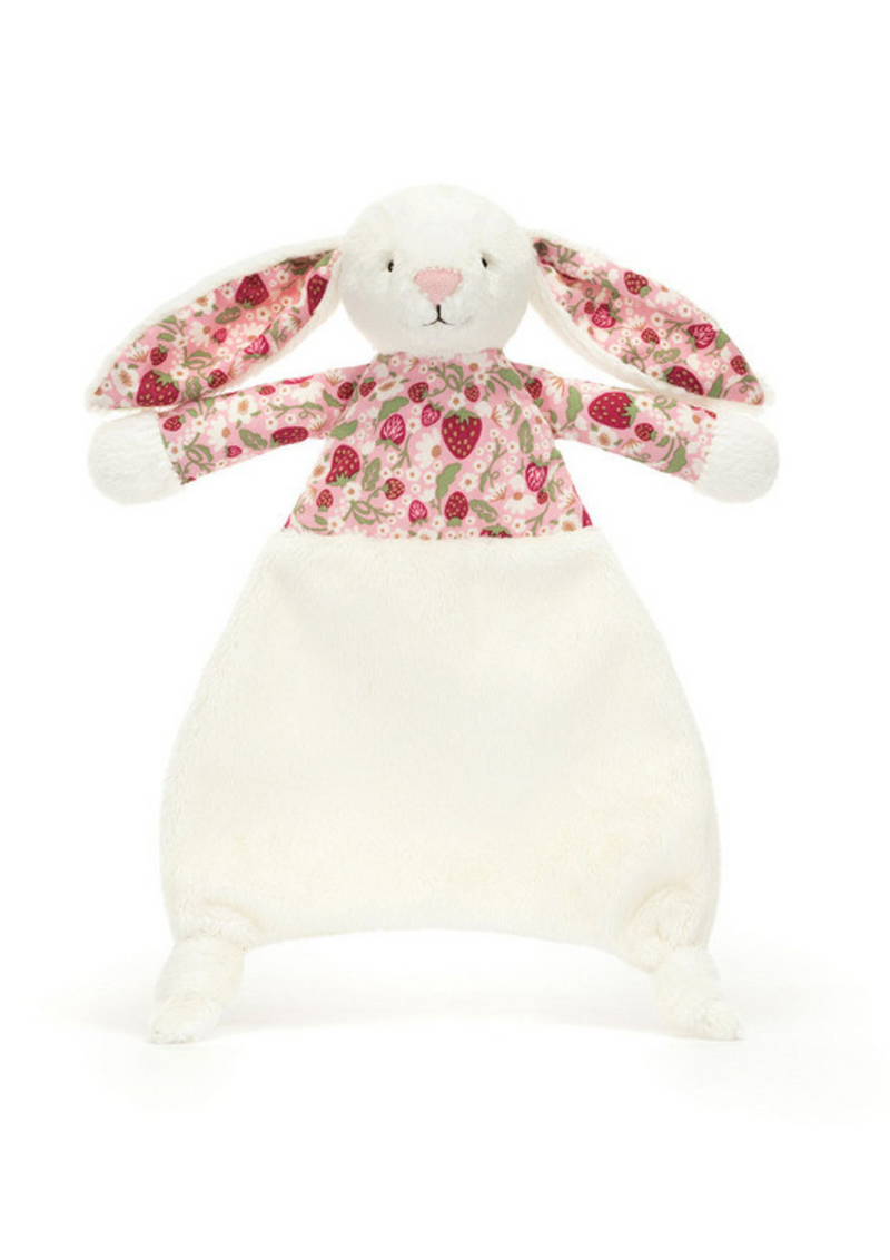 An image of the Jellycat Jellycat Blossom Cream Bunny 'Berry' Comforter