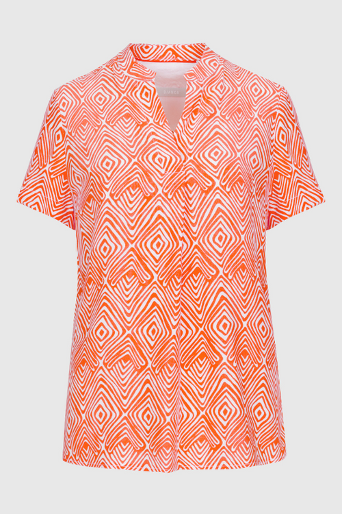 An image of the Bianca Alika Top in the colour Orange/White.