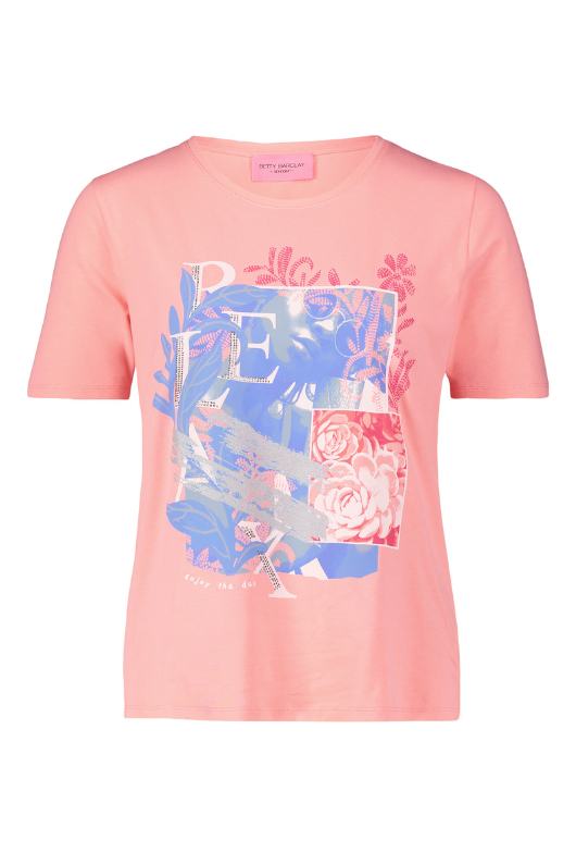 An image of the Betty Barclay Basic T-Shirt in the colour Patch Rose/Blue.