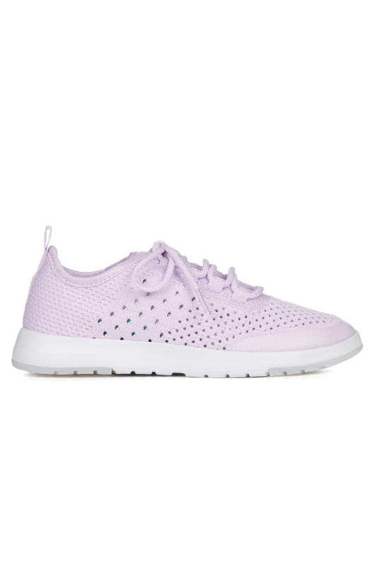 Emu Miki Wool Trainer. A lightweight, breathable trainer with mesh and wool upper, and white sole. This shoe is in the colour Orchid.
