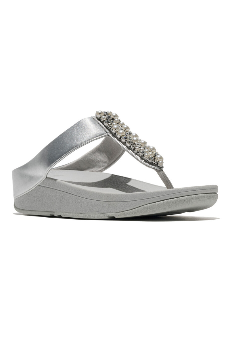 An image of the Fitflop Fino Pearls-And-Crystal Toe-Post Sandals