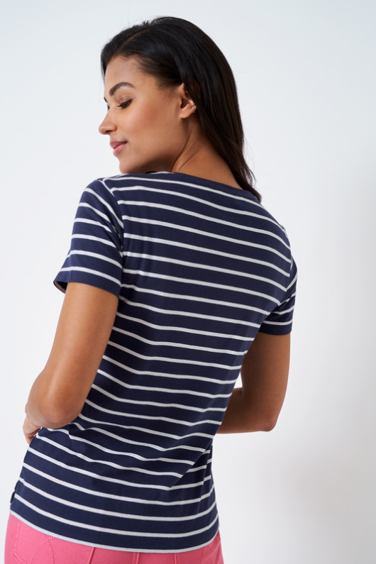 An image of the Crew Clothing Breton V Neck T-Shirt
