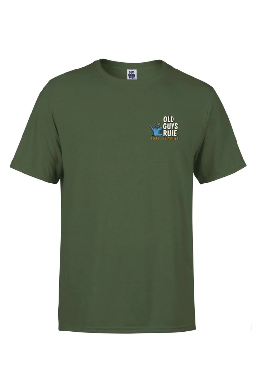 An image of the Old Guys Rule Shed Happens III T-Shirt