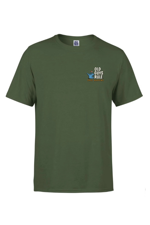 An image of the Old Guys Rule Shed Happens III T-Shirt