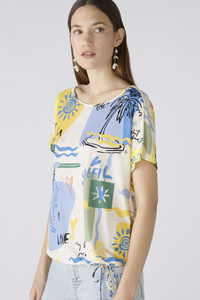 An image of the Oui Multi Print Short Sleeve Blouse