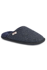 An image of the Bedroom Athletics William Harris Tweed Slippers in the colour Navy Herringbone.