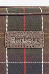 An image of the Barbour Tartan Leather Washbag