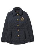 Fairfax & Favor Bella Quilted Jacket. A smart, fitted jacket with an adjustable waist, an embroidered heritage logo on the chest, and diamond quilted detail.