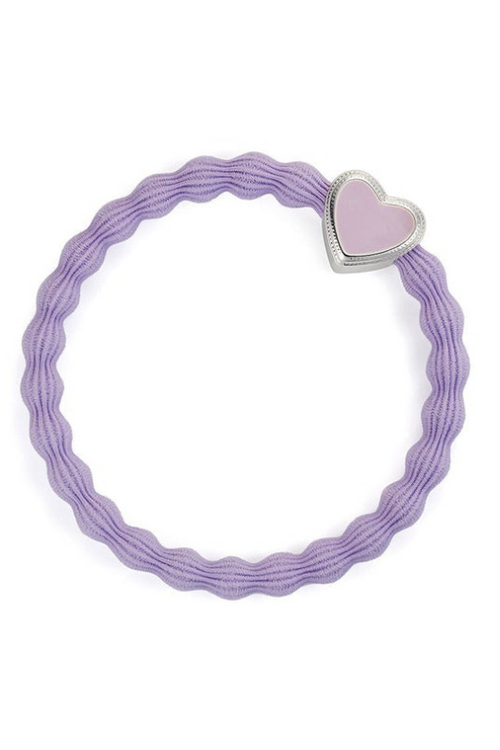 An image of the By Eloise Lavender Enamel Silver Heart Elastic Hairband