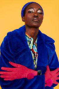 An image of the Jayley Suede Faux Pom Glove