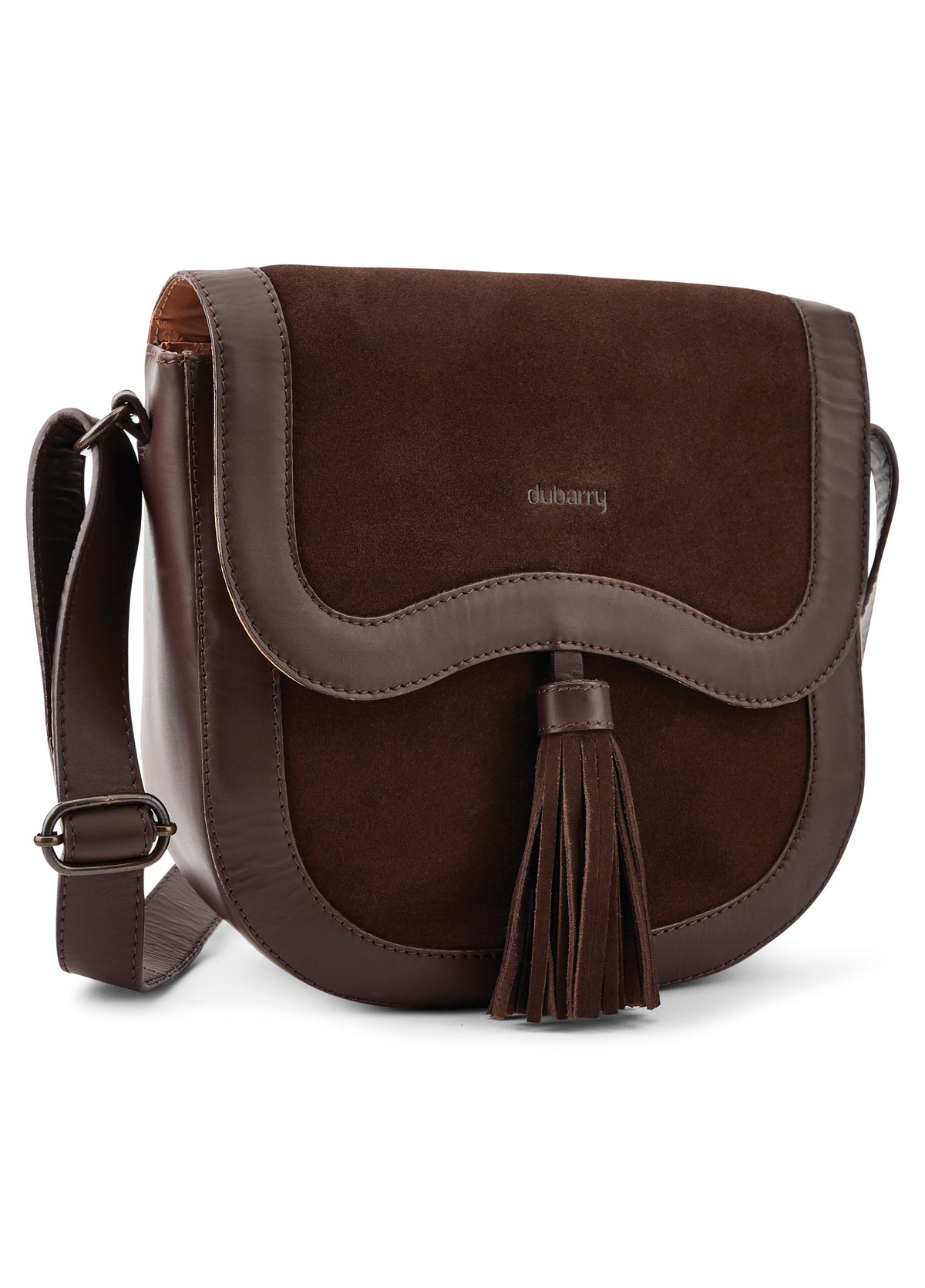 An image of the Dubarry Monart Suede Cross Body Saddle Bag
