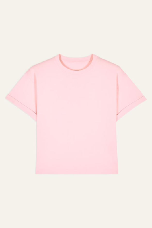 BA&SH Rosie T-Shirt. A loose, straight cut t-shirt with short sleeves, a round neckline and a plain pink design