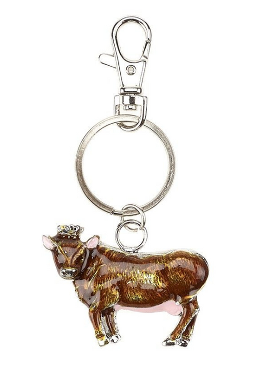 An image of the Orchid Designs Enamel Highland Cow Keyring.