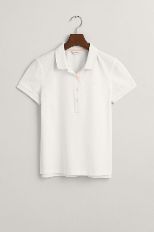 An image of the Gant Contrast Collared Pique Polo Shirt in the colour White.