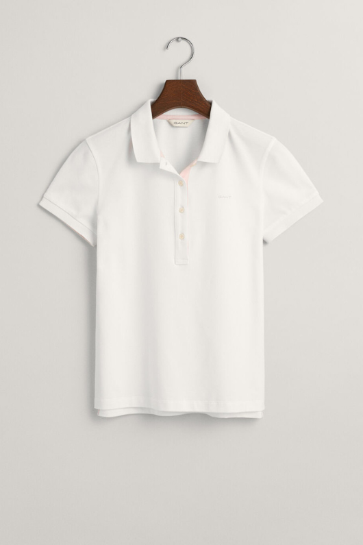 An image of the Gant Contrast Collared Pique Polo Shirt in the colour White.