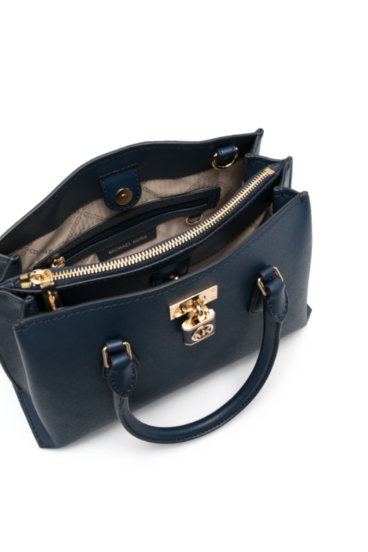 An image of the Michael Kors Ruby Handbag in the colour Navy.