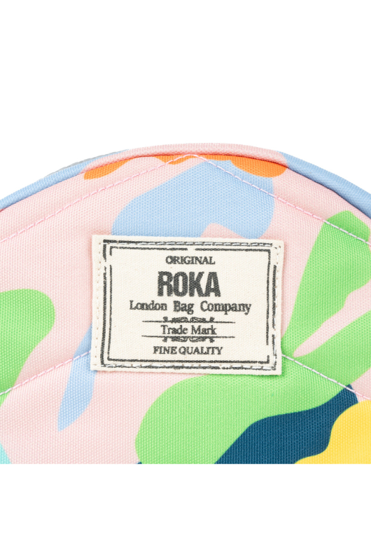 An image of the Roka London Paddington Mellow Camo Recycled Canvas Crossbody Shoulder Bag.