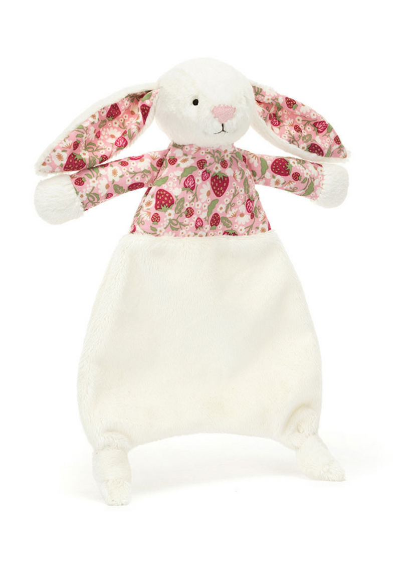 An image of the Jellycat Jellycat Blossom Cream Bunny 'Berry' Comforter