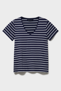 An image of the Crew Clothing Breton V Neck T-Shirt