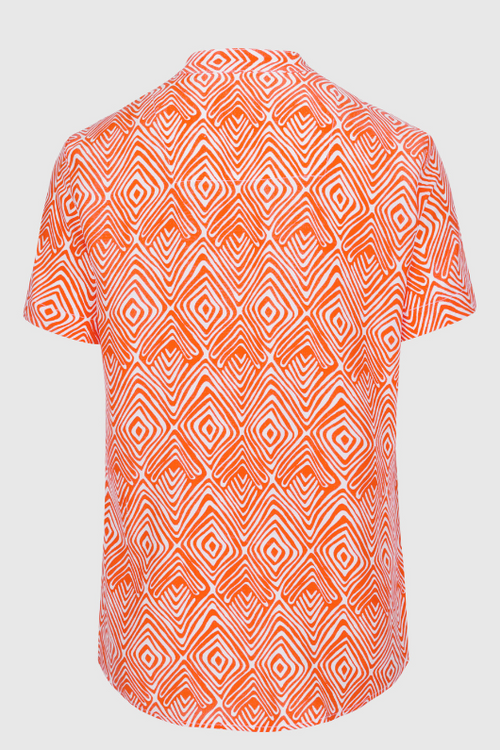 An image of the Bianca Alika Top in the colour Orange/White.