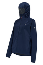 Mac in a Sac Ultralite Jacket. A lightweight packable jacket that is water proof and windproof, featuring an ajustable hood with wire peak. This jacket is made from stretch fabric and is in the colour navy.