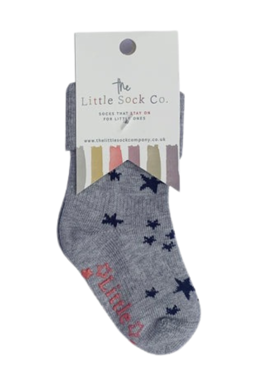 An image of the The Little Sock Co Grey Star Non-Slip Stay On Socks