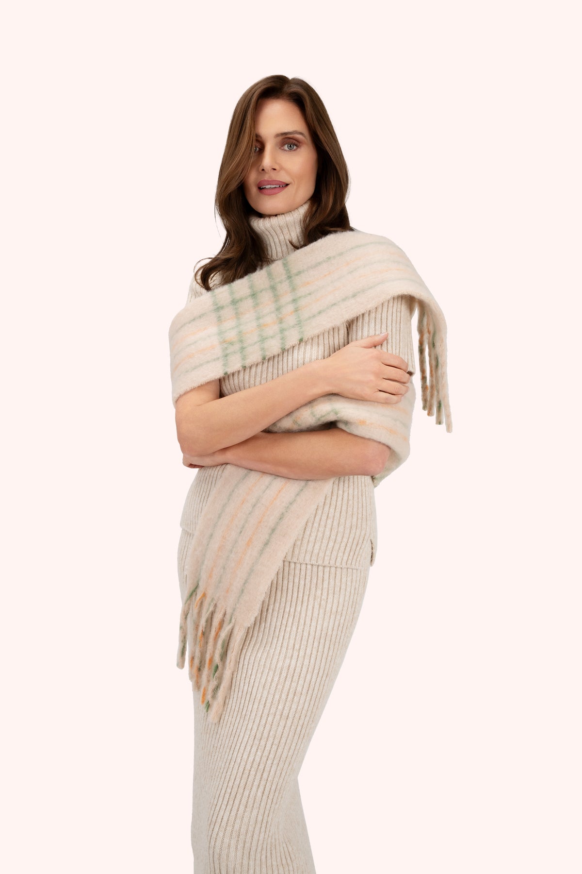 An image of the Powder Angelica Cosy Scarf - Cream/Sage