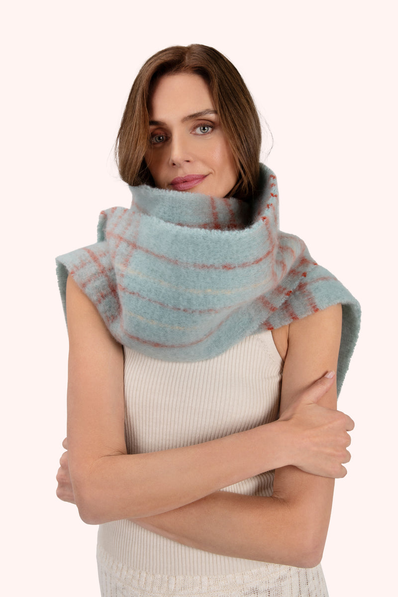 An image of the Powder Angelica Cosy Scarf - Ice/Tangerine