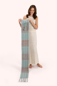 An image of the Powder Angelica Cosy Scarf - Ice/Tangerine