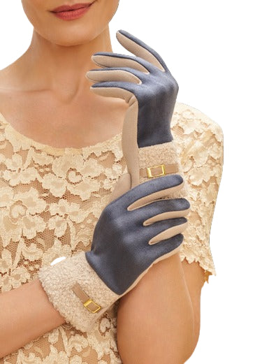 An image of the Powder Audrey Faux Suede Gloves - Denim