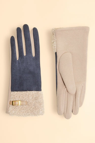 An image of the Powder Audrey Faux Suede Gloves - Denim