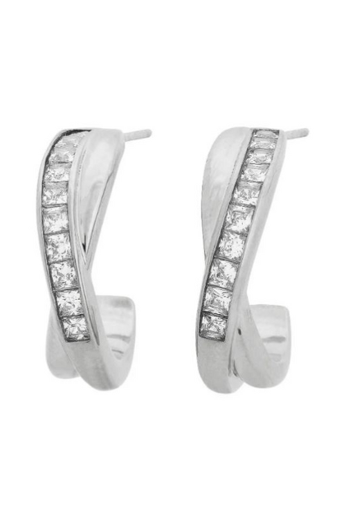 Edblad Andorra Creoles. A pair of stainless steel creole earrings with cubic zirconia.